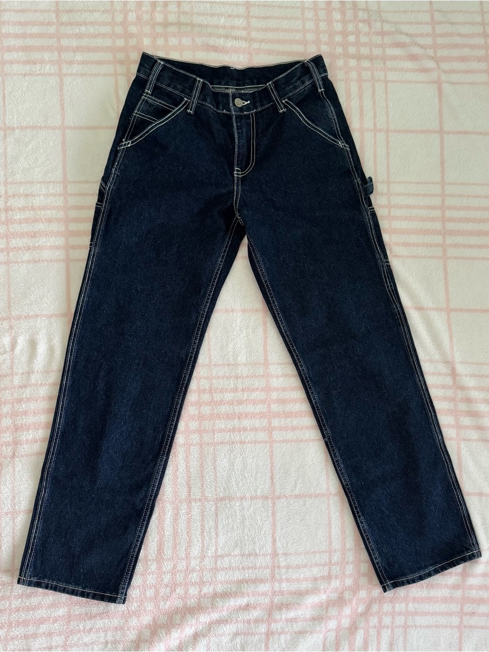 J.GALT Carpenter Jeans Women’s Small Dark Wash Utility Workwear Contrast Stitch